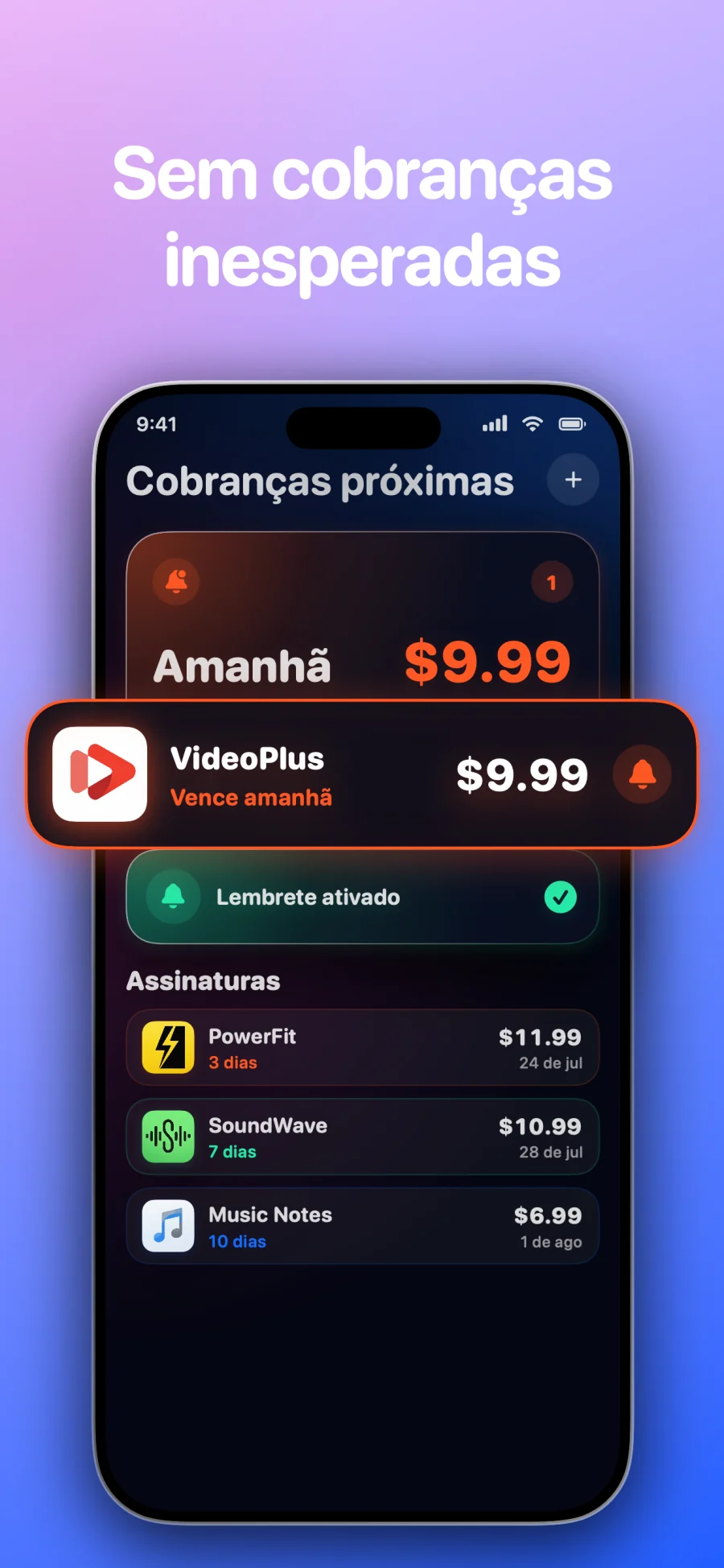 SubSub - SubTracker: tela do aplicativo 3