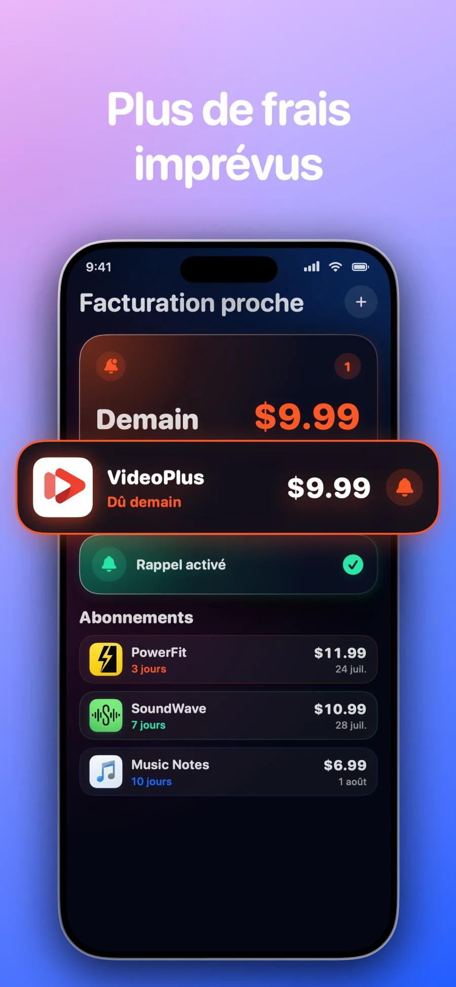 SubSub - SubTracker: écran de l'application 3